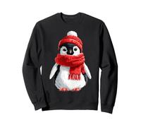 Pingouin Mignon Portant Un Bonnet et Une écharpe, Animal d'hiver Amusant Sweatshirt