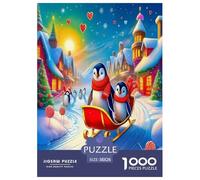 Pingouin Mignon Puzzle 1000 Pieces Cadeau Unique Animaux Marins Jeu Éducatif Défi Jouet À De Qualité Supérieure Peinture Art pour Adultes Et Enfants 38x26cm/1000pcs