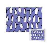 Pingouin Mignon Violet,Puzzle Familial en Bois de 1 000 pièces pour Adultes et Adolescents, décoration d'intérieur