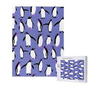 Pingouin Mignon Violet,Puzzle Familial en Bois de 500 pièces pour Adultes et Adolescents