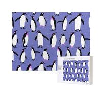 Pingouin Mignon Violet,Puzzle Familial en Bois de 500 pièces pour Adultes et Adolescents, décoration d'intérieur