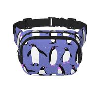Pingouin Mignon Violet,Sac Banane carré Double Couche, Sac de Poitrine
