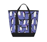 Pingouin mignon violet,Sacs à lunch isothermes de grande capacité pour femmes et hommes