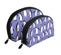Pingouin Mignon Violet, Trousse de Maquillage Coquille Femme Petit Porte-Monnaie Trousse de Toilette Trousse à cosmétiques 2 pièces