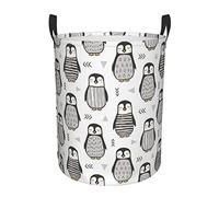 Pingouin Panier à Linge Paniers à Linge Pliables avec Poignées Panier à Linge Pliable Sale Facile à Transporter Sac à Linge Rond Panier de Rangement pour Chambre Jouet Blanc1 S