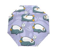Pingouin Paresseux Violet Parapluie Pliant Ouverture et Fermeture Automatique Protection UV Parapluies Pliant Coupe-Vent Ultra-léger pour Voyager Plage Femmes Enfants Fille