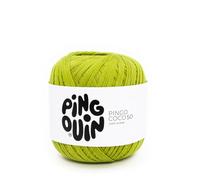 Pingouin - Pelote de Laine Pingo Coco 50 - Laine à Crocheter et à Tricoter - 100% COTON - Aiguille n°2.5 - Couleur VERT