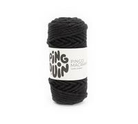 Pingouin - Pelote de Laine Pingo Macrame - Laine à Tricoter - 60% COTON,36% POLYESTER,4% FIBRES DIVERSES - Aiguille n°7 - Couleur NOIR