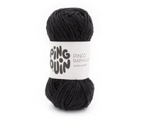 Pingouin - Pelote de Laine Pingo Raphia Like - Laine à Crocheter et à Tricoter - 100% POLYESTER - Aiguille n°6 - Couleur NOIR