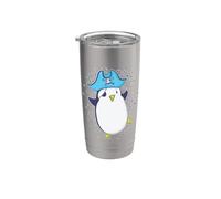 Pingouin pirate avec cache-œil Gobelet isotherme en acier inoxydable double paroi