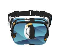 Pingouin polygone Abstrait,Sac Banane carré Double Couche, Sac de Poitrine