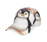 Pingouin portant des fleurs casquettes de baseball pour hommes et femmes, chapeau de golf à profil bas, chapeau réglable à snapback casquette de balle délavée, noir
