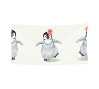 Pingouin portant des fleurs imprimées pour Halloween, bannière festive, panneau pour célébrations, facile à accrocher avec des cordes, 1 paquet