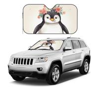 Pingouin portant des fleurs - Pare-soleil pour pare-brise de voiture - Réflecteur pliable - Protection universelle pour voitures, SUV, camions - Garde votre véhicule au frais