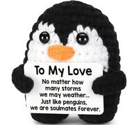 Pingouin Positif au Crochet-Cadeau Motivant pour Femme, Ami Enfant Peluche avec Message Positif,Cadeau de Motivation émotionnelle,Cadeaux romantiques « Je t'aime » pour Couples/Femmes/Maris