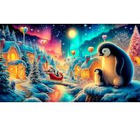 Pingouin Puzzle 1000 Pieces Cadeau Unique Jeu éducatif Challenge Toy de qualité supérieure Peinture Art pour Adultes et Enfants 38x26cm/1000pcs