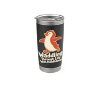 Pingouin qui se dadonne dans la vie avec confiance Gobelet isotherme en acier inoxydable double paroi
