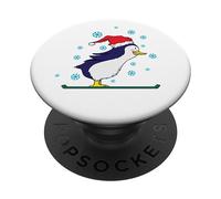 Pingouin Ski à Noël PopSockets PopGrip Adhésif