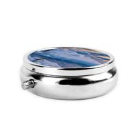 Pingouins Coucher de soleil - Boîte à pilules ronde portable - Organiseur de pilules rond élégant pour compartiments de voyage Cadeau pour la gestion des médicaments