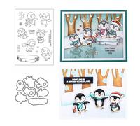 Pingouins d'hiver Tampons Transparents et Matrices de Découpe, 1 lot