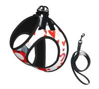 Pingouins Mignons pour la Saint-Valentin,Harnais pour Animaux de Compagnie, Harnais réfléchissant réglable pour Chien,S