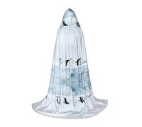 Pingouins On The Iceberg Cape à capuche pour adolescents sorcière vampire Cosplay Party Halloween Noël Longue cape imprimée