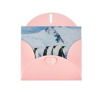 Pingouins On The Iceberg Prints Carte de vœux horizontale en papier nacré pour cartes d'anniversaire et toutes les occasions, rose