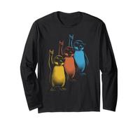 Pingouins rétro Rock on Rock and Roll Funny Penguins Manche Longue