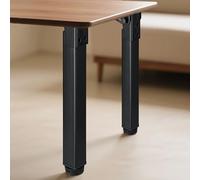pingping1991 2 Pcs Pied réglable de Table Rabattable,Noir Pieds De Bureau en Métal Pliables avec Protections De Sol,pour Table, Lit, Canapé, Ordinateur Portable, Armoire