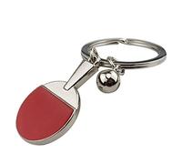 Pingpong Globe Bat Bureau Raquette de Tennis Porte-clés Autocar Porte-clés Décoration Argent + Rouge