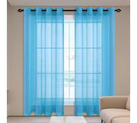 PINGSANL Rideaux Voilages 380 x 285 cm Polyester Tulle Rideau Transparent à Oeillets Décoration Moderne Chambre Cuisine Balcon Baie Vitrée Léger, Bleu Ciel