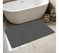 PINGSANL Tapis de Bain en Pierre 50 x 75 cm Séchage Rapide Ultra Absorbant Apis de Bain Diatomite Séchage Rapide Décoratif Lavabl pour Salle de Douche, Baignoire, Gris Foncé