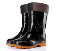 PINGSHI Boutique UK High and Mid Top Waterproof Rain Boots, Non-Slip Fleece Lined Work Boots with Cowhide Sole for Construction and Car Wash(25CM Type 2,37 EU)