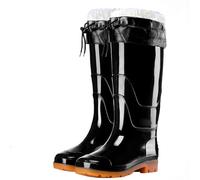 PINGSHI Boutique UK High and Mid Top Waterproof Rain Boots, Non-Slip Fleece Lined Work Boots with Cowhide Sole for Construction and Car Wash(35CM Type 3,39 EU)