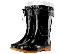 PINGSHI Boutique UK High and Mid Top Waterproof Rain Boots, Non-Slip Fleece Lined Work Boots with Cowhide Sole for Construction and Car Wash(25CM Type 3,39 EU)