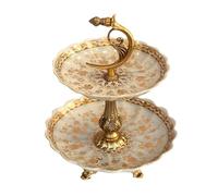 PINGSHI Boutique UK New Chinese Retro Fruit Dish,Double-Layer Tray,Ceramic Exquisite Hand-Painted Patterns Dessert Plate