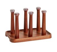 PINGSHI Boutique UK Porte-Tasses à café en Noyer avec 6 Crochets et égouttoir, Support Bois for comptoir, idéal for Organiser Votre