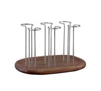 PINGSHI Boutique UK Porte-Tasses en Noyer Noir Massif avec Crochets Acier Inoxydable 304, étagère de séchage et Rangement à l'envers for 6 Tasses café ou thé