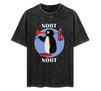 Pingu Noot Noot Mens T-Shirt Black Graphic Unisex Tee Shirt XL
