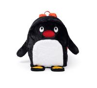 Pingu Sac à dos unisexe pour enfants, noir et peluche | Sac à dos scolaire Pingouin tout doux avec ventre blanc et bec rouge | Sac souple zippé pour la rentrée des classes | Produits dérivés