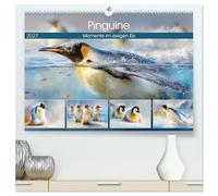 Pinguine. Momente im ewigen Eis (hochwertiger Premium Wandkalender 2027 DIN A2 quer), Kunstdruck in Hochglanz: Liebevolle Illustrationen zeigen ... einer faszinierenden Welt aus Eis und Wasser