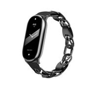 PINHEN Compatible para Xiaomi Mi Band 8/9/10 Band,Correa de repuesto Anillo de acero inoxidable Cadena de cuero Miband 8 Cinturón Transpirable Elegante Banda de reemplazo para las señoras