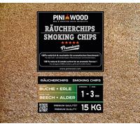 PINI 15 kg de chips de fumage en hêtre et aulne mélangés 1-3 mm Smoking Dust copeaux de fumage