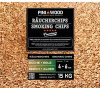 PINI 15 kg de chips de fumage hêtre et aulne mélangés 4-6 mm Smoking Chips copeaux de fumage