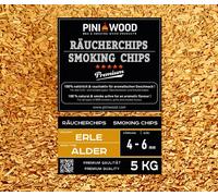 PINI 5 kg de chips de fumage aulne sans écorce 4-6 mm Smoking Chips copeaux de fumage 18 litres