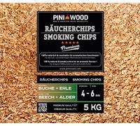 PINI 5 Kg de chips de fumage hêtre et aulne mélangés 4-6 mm Smoking Chips copeaux de fumage 18 litres