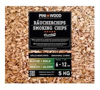 PINI 5 kg de copeaux de fumage en hêtre et aulne mélangés 6-12 mm Smoking Dust