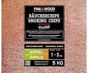 PINI 5 kg de copeaux de fumage pomme 1-3 mm Smoking Chips copeaux de fumage 18 litres