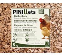 PINI Buchenhack Litière hygiénique grossière sans poussière pour poussins, poules, cailles, clapier, haute capacité d'absorption 5 kg