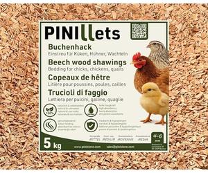 PINI Buchenhack Litière hygiénique sans poussière pour poussins, poules, cailles, clapiers - 5 kg